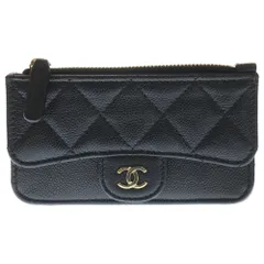 CHANEL (シャネル) クラシック フラグメントケース カードケース 小物入れ ブラック キャビアスキン ブラック AP2570 ゴールド金具