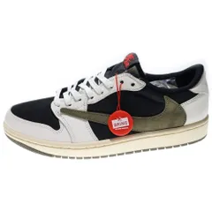 NIKE (ナイキ) ×TRAVIS SCOTT WMNS AIR JORDAN 1 LOW OG Medium Olive DZ4137-106 トラヴィススコット ウィメンズ エアジョーダン1 ローカットスニーカー レディース