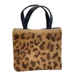 良品 LOEWE ロエベ レザー レオパード柄 スクエア ハンドバッグ ブラウン ブラック レディース 古着 中古 USED