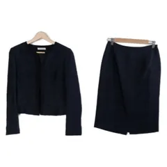 EPOCA(エポカ) スカートスーツ レディース - ダークネイビー×ネイビー ツイード/ノーカラー/ラメ