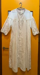 【H2-59】◇ Samansa Mos2　フリーサイズ　配色ギャザーワンピース　白色