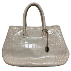 新品同様 FURLA フルラ クロコ型押し トートバッグ ライトベージュ レディース 古着 中古 USED