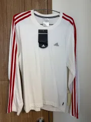 アディダス 白 3本線 長袖 Tシャツ