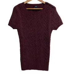 美品 RALPH LAUREN ラルフローレン ショートスリーブ ケーブルニット サイズL パープル レディース 古着 中古 USED