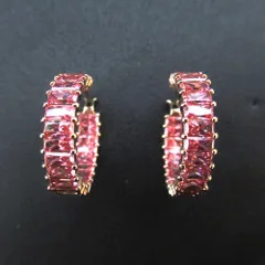 美品 SWAROVSKI スワロフスキー Matrix クリスタル フープピアス ピンクゴールドカラー レディース 古着 中古 USED