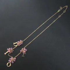 美品 Christian Dior クリスチャンディオール ロゴモチーフ チェーンネックレス GP ピンク×ゴールドカラー レディース 古着 中古 USED