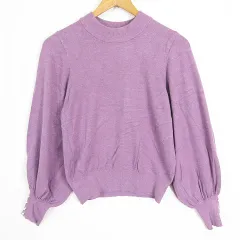 アースミュージック&エコロジー EARTH MUSIC & ECOLOGY ニット カットソー 長袖 レーヨン S パープル kz12962