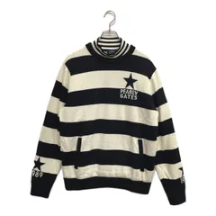 中古 メンズ パーリーゲイツ PEARLY GATES ニットアウター 5(L) 紺×白 ネイビー×ホワイト インナーニット付き ツインスニード ボーダー
