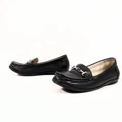 ビジネスシーンに◎【REGAL】リーガル モカシン シューズ フラット ローファー OL 19I F19H ロゴ きれいめ ビジネス 仕事 こなれ感 ナチュラル 通勤 大人スタイル レディース ブラック 黒 24.5cm /M39646HH