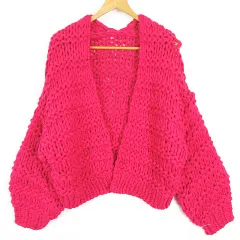 ケイビーエフ KBF アーバンリサーチ ローゲージ ニット カーディガン 長袖 モヘヤ ONE ビビッドピンク kz12759