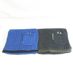 ユニクロ UNIQLO ANYA HINDMARCH ニット マフラー 2点セット ストール 毛 カーキ グレー ブルー ネイビー 刺繍 kz12607