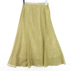 アースミュージック&エコロジー EARTH MUSIC & ECOLOGY フレア スカート ロング丈 S オリーブ レース kz12461