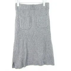 エニィスィス エニシス anySiS ニット タイト スカート 膝下丈 レーヨン 羊毛 カシミヤ 1 グレー ケーブル編み リブ kz12493