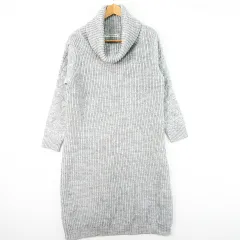 ガリャルダガランテ GALLARDAGALANTE ニット ワンピース 長袖 オフタートル ロング丈 毛 アルパカ F グレー ケーブル編み kz12543