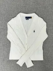 ポロ ラルフローレン ケーブル ニット レディース カーディガン 白