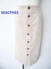 MACPHEE　マカフィー　トゥモローランド取扱い　ワイドウェールコーデュロイフロントボタンタイトスカート　スカート　XSサイズ　32　ライトベージュ　定価17600円　日本製　ストレッチ素材　後スリット　送料込み　6461146
