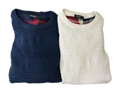 12106-092★ BURBERRY BLACK LABEL （バーバリーブラックレーベル）/セーター/51N03-602-28/51N03-602-02/LLサイズ/ネイビー/ホワイト/簡易クリーニング済み★