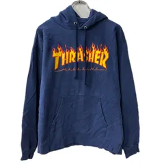 THRASHER プリントスウェット パーカー M～ ネイビー スラッシャー フーディー プルオーバー トップス 秋物 a712-6840