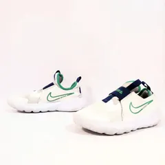 履き心地抜群◎【NIKE】ナイキ スニーカー ローカット シューズ DJ6040102 スリッポン フレックス ランナー ライン ロゴ スポーティ かっこいい 軽量 おしゃれ キッズ 白 ホワイト 緑 グリーン 22cm M39647HH