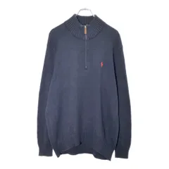 Polo by Ralph Lauren ポロ ラルフローレン ハーフジップ コットンセーター ネイビー(メンズ L)中古 古着 V9758