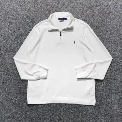 POLO RALPH LAUREN ポロラルフローレン シグネチャーロゴ COLOR 白 ハーフジップ スウェット :)