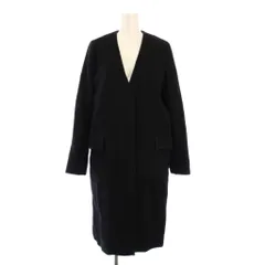 ユナイテッドアローズ UNITED ARROWS ノーカラーコート アウター ロング丈 ワンカラー Vネック 無地 ウール 36 黒 ブラック /BB