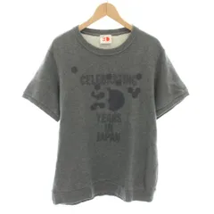 ディーゼル DIESEL スウェット トレーナー クルーネック 半袖 ロゴプリント L グレー 紺 ネイビー /YT