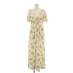 ジェラートピケ gelato pique 24SS ルームウェア フレアワンピース マキシ ロング 半袖 Vネック ストレッチ 花柄 F アイボリー /BB