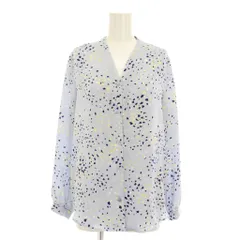 ユナイテッドアローズ UNITED ARROWS シャツ ブラウス 長袖 Vネック 総柄 38 水色 ライトブルー /BB