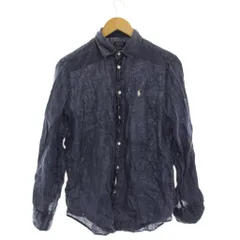 ポロ ラルフローレン POLO RALPH LAUREN カジュアルシャツ 長袖 レギュラーカラー ロゴ 刺繍 ワンポイント 麻 リネン S 紺 ネイビー /BB