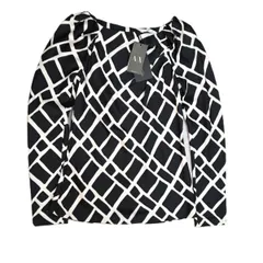 ARMANI EXCHANGE アルマーニエクスチェンジ 総柄 幾何学模様 長袖カットソー タイトシルエット ブラウス メンズ S ポリエステル 中古のサムネイル