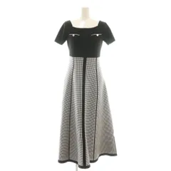 ジルバイジルスチュアート JILL by JILLSTUART 25SS ジャガードニットフレアワンピース F ブラック ホワイト スクエアネック /CX ■OS