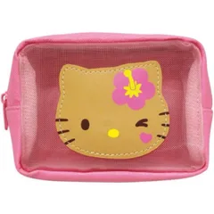 ケイカンパニー ハローキティ キティちゃん 日焼けシリーズ メッシュポケット付きマルチポーチ ピンク ハイビスカス KTHI-MPM-PK サンリオ SANRIO