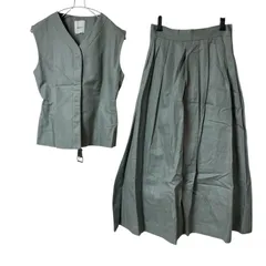 ZK19【美品】Mila Owen ミラオーウェン ベストスカートセットアップ ノースリーブベスト プリーツスカート ライトグリーン サイズ1 未使用タグ付