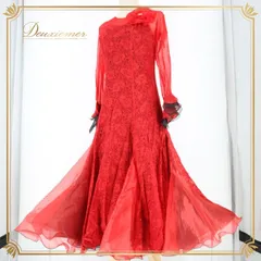 社交ダンス 衣装 スタンダード ドレス ワンピース パーティ衣装 ステージ衣装 オールシーズン 赤 黒 レッド系 ブラック系 SEKINE セキネ レース 鮮やか 高級感 洗練された デザイン コサージュ 取り外し可 ボリューム感 動きやすい サイズ調整