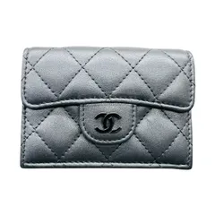 CHANEL 希少 極美品 シャネル マトラッセ クラシック スモールウォレット 三つ折り財布 ラムスキン AP0230 ソーブラック コンパクトウォレット ミニ タイムレス Aランク 中古 鑑定済 シャネル財布
