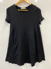 ピD58⚫︎ZARA⚫︎KNIT⚫︎ザラ⚫︎ニットウェア⚫︎ニットワンピース⚫︎半袖⚫︎スカート裾フレア⚫︎size S⚫︎黒