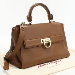 FERRAGAMO フェラガモ 2WAY ガンチーニ 21 F606 ハンドバッグ カーフ【中古】 レディース