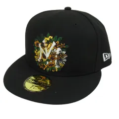 NEW ERA ニューエラ 59FIFTY New York Yankees ニューヨークヤンキース フラワー ベースボール キャップ ブラック系 7 1/4【極上美品】【中古】