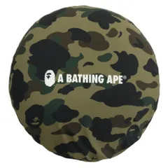 A BATHING APE アベイシングエイプ 1ST ABC CAMO CIRCLE FLUFFY BEADS CUSHION ファースト カモ サークル フラッフィー ビーズクッション カーキ系【美品】【中古】
