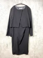 Flolia フロリア VN-372 セレモニー 喪服 礼服 セットアップ風 トロンプルイユ ワンピース スーツ size2L/黒 ■■レディース