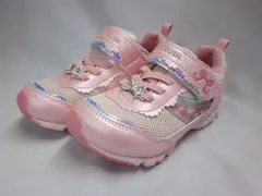 キッズシューズ　スニーカー　ムーンスター ラブラッシュ  moonstar　LUVRUSH. by SUPERSTAR　LV1081　女の子   2E 子供靴  バネのチカラ 軽量 ゴム紐 ベルトタイプ   女児 小学生  運動靴 りぼん  ピンク　17.0㎝