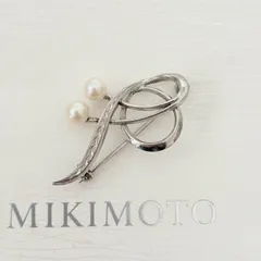 011【ミキモト】シルバー　パール　ブローチ