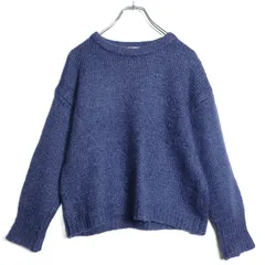 SM2★長袖ニット セーター サイズF ネイビー系 アルパカ&ウール混♪無地 厚手 z16930
