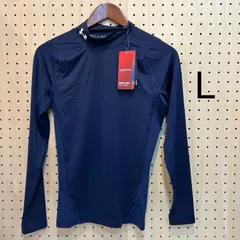メンズヒートギアコンプレッション長袖モックシャツ Lネイビー（1369606）