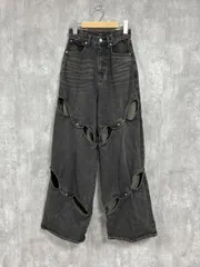 EMODA エモダ カットアウトルーズ ワイド デニムパンツ sizeS/黒 ■■◎レディース