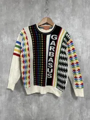 ANGELO GARBASUS アンジェロ・ガルバス カラフル ロゴ クールネック ニット セーター sizeXL/白 ◆■◎メンズ