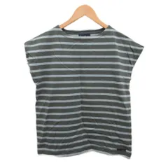 ルミノア Le minor カットソー ノースリーブ ボーダー 青 ブルー 約M ■YHS5