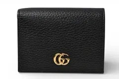 グッチ ミニ財布 未使用 GUCCI 折財布 456126 PETITE MARMONT/プチマーモント ブラック【中古】