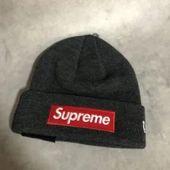 PQ008◇Supreme / NEWERA : Box Logo Beanie ◇チャコールグレー/赤系 未使用品 シュプリーム ニューエラ ビーニー ニットキャップ